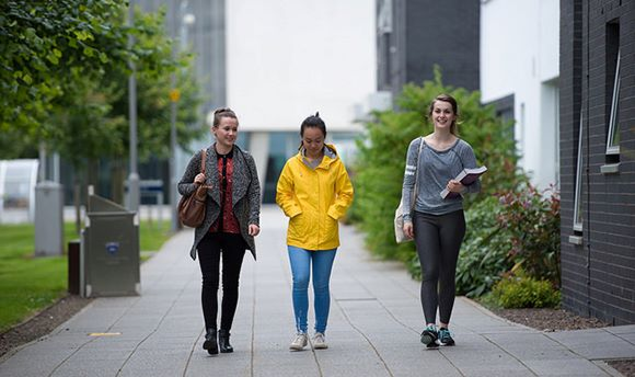 Students walking on campus